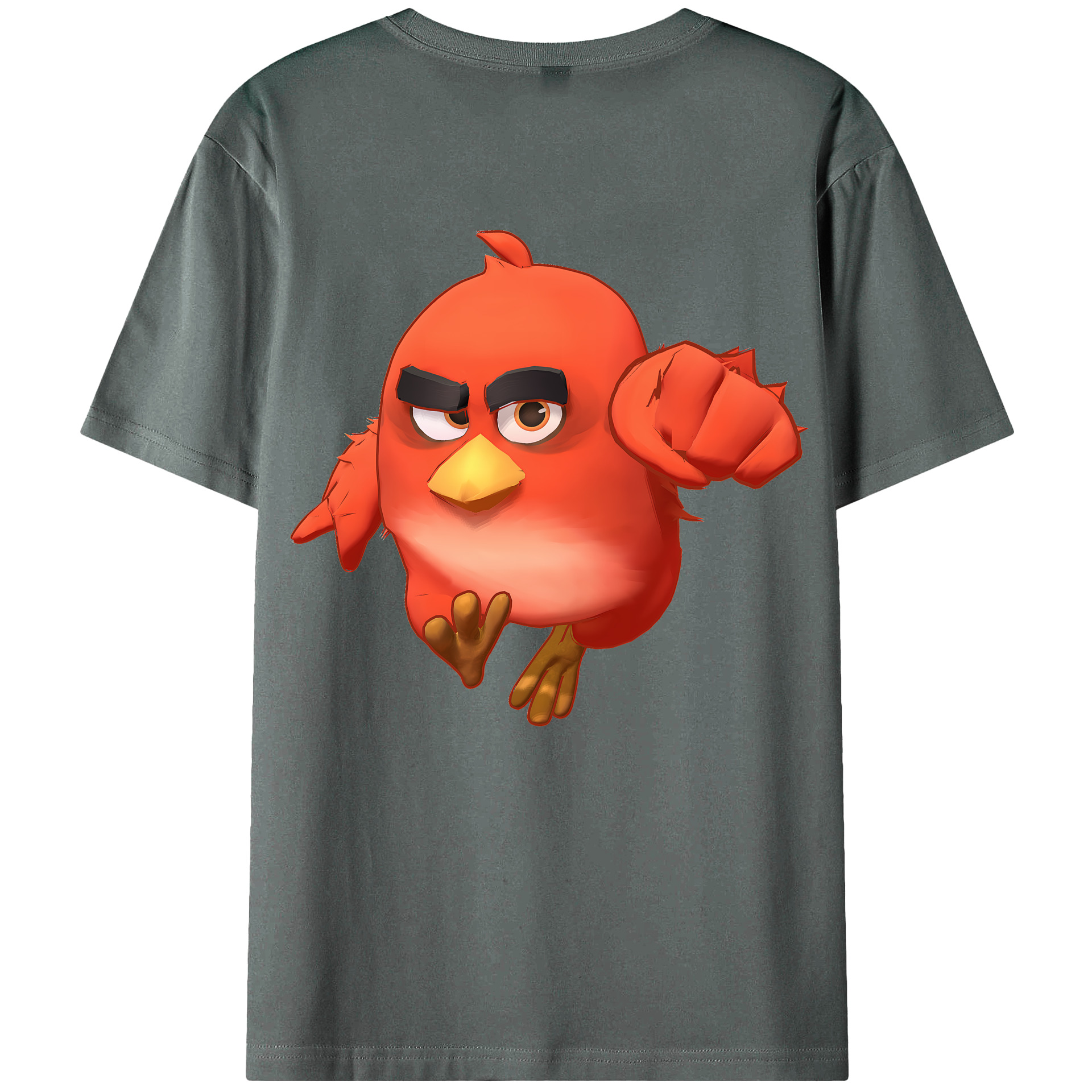（画像用） Angry Birds アングリーバード 綿100％ メンズ半袖Tシャツ（バックプリント） 通気性